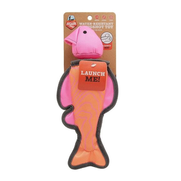 Arcadia Trail Water Resistant Slingshot Dog Toy Launching Fish Squeak Float New - Picture 2 of 2